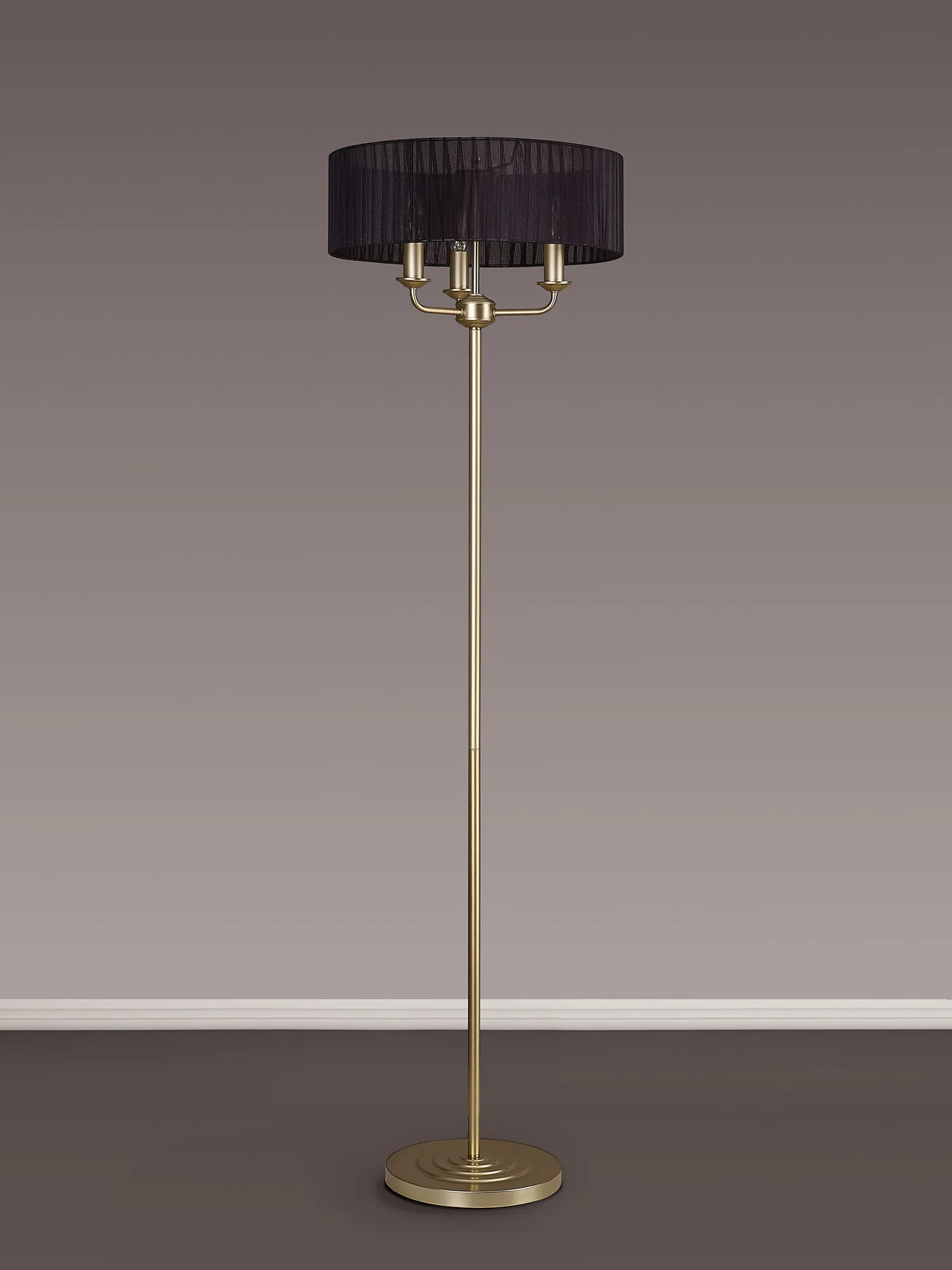 Banyan 45cm 3 Light Floor Lamp Champagne Gold, Black DK0994  Deco Banyan CG BL